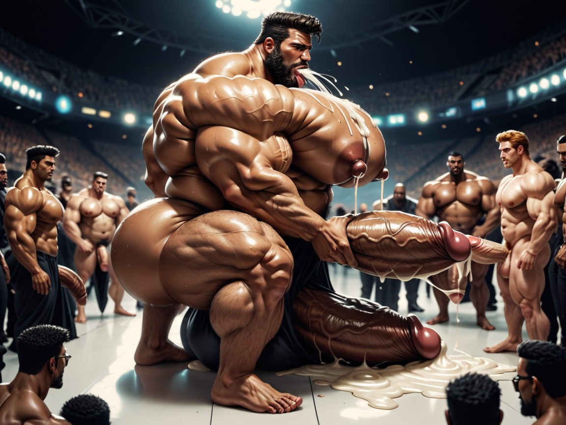 Many Huge Cocks In Mouth And Hyper Massive Ass, Double Penetration In Mouth, Focus Under Boob Porno IA Gay