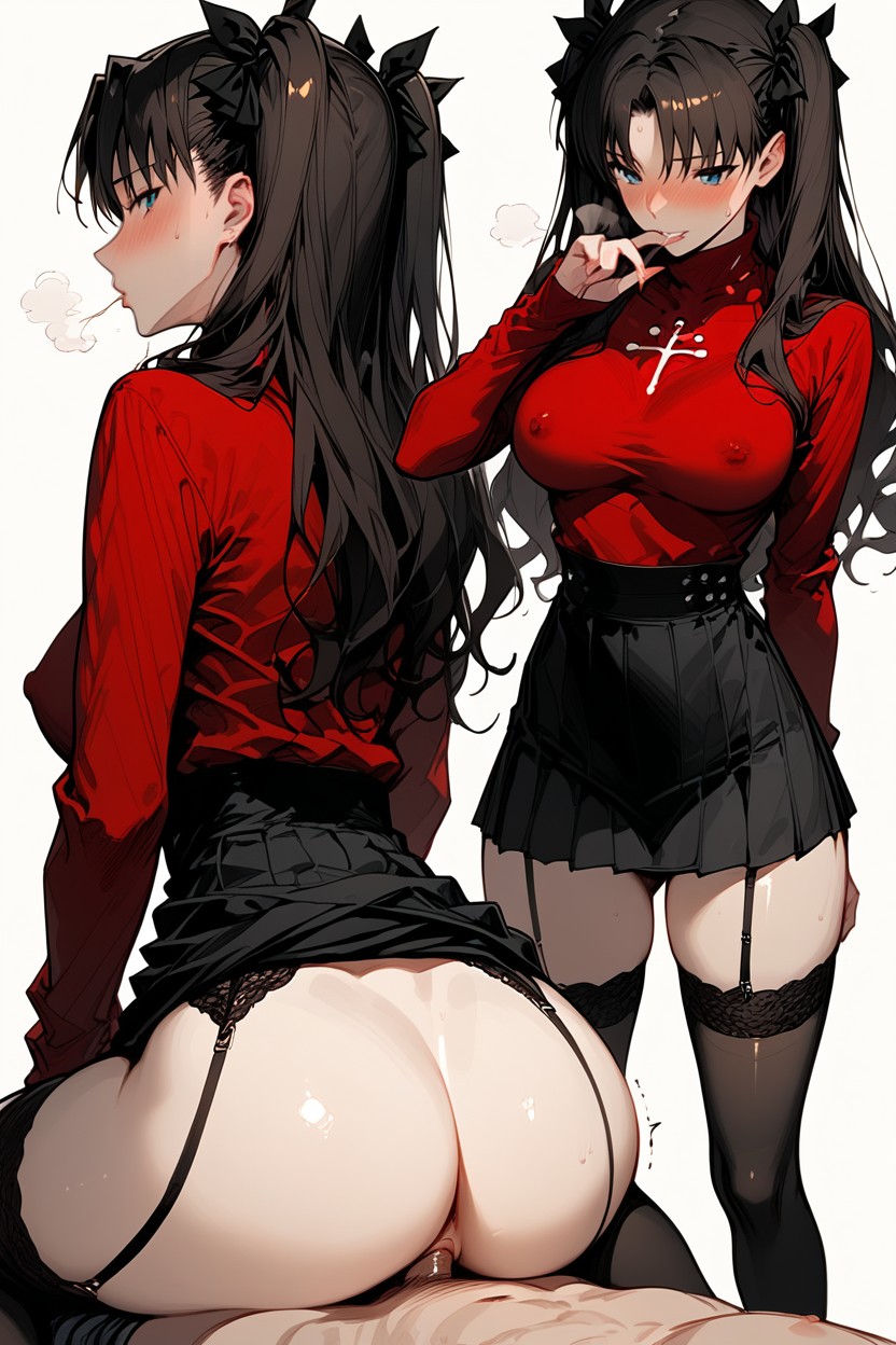 Is Sucking On Rin Tohsaka's Breasts, Stockings, Gleaming Skin Hentai AI Porn