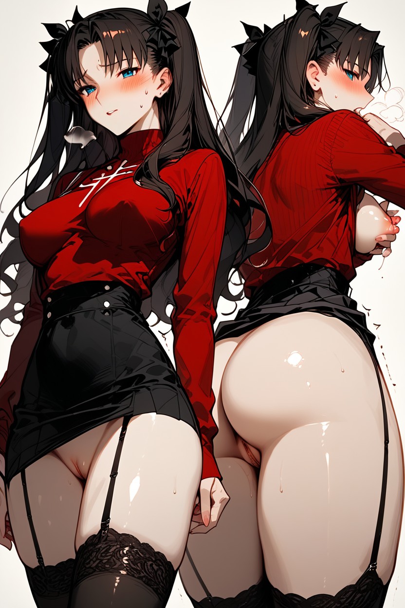 Detailed Face, Ass View, Exposed Breasts Hentai AI Porn