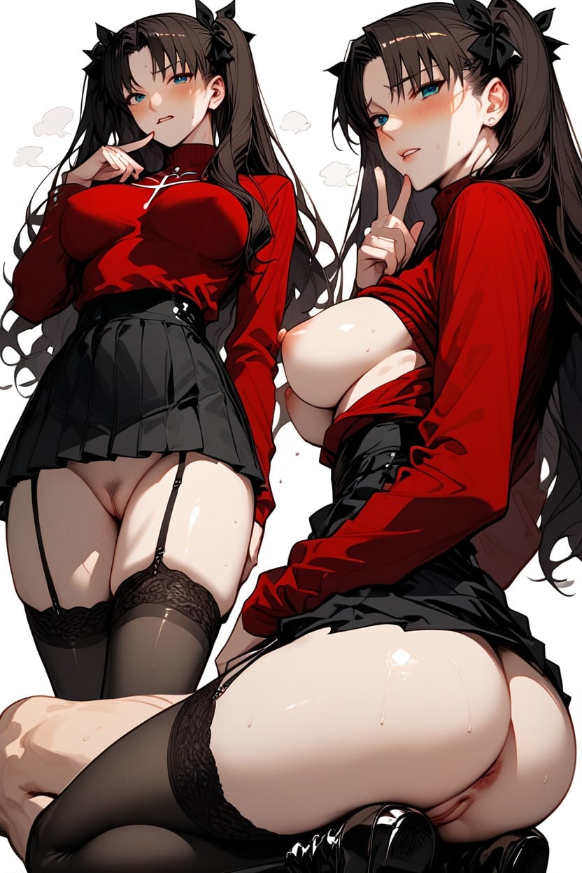 Garter Straps, Ass View, Detailed Face Hentai AI Porn