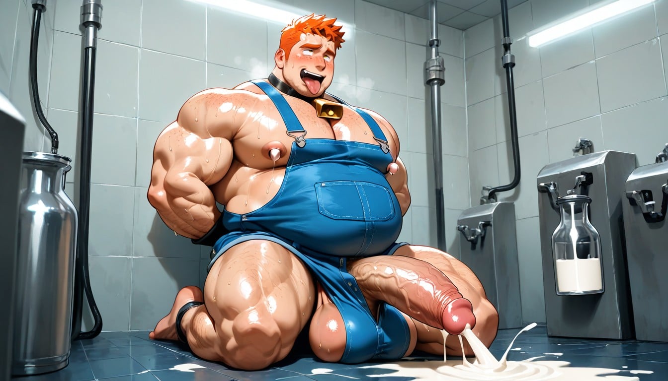 Huge Chest, Wearing Blue Overall, Thick Cock KI Schwulenporno