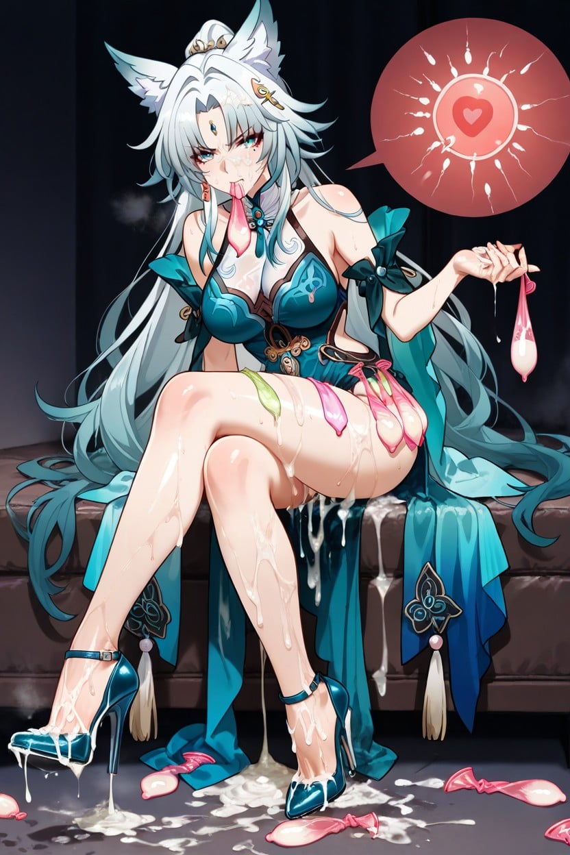 25+, Cum On Legs, Covered By Cum Hentai AI Porn