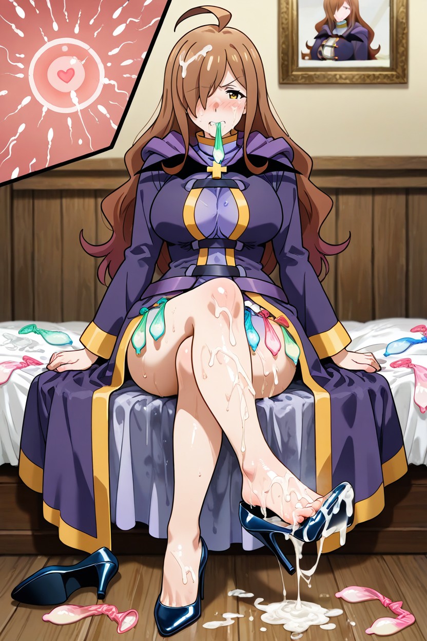 Oiled Body, Semen Soaked High Heels, Legs Crossed Hentai AI Porn