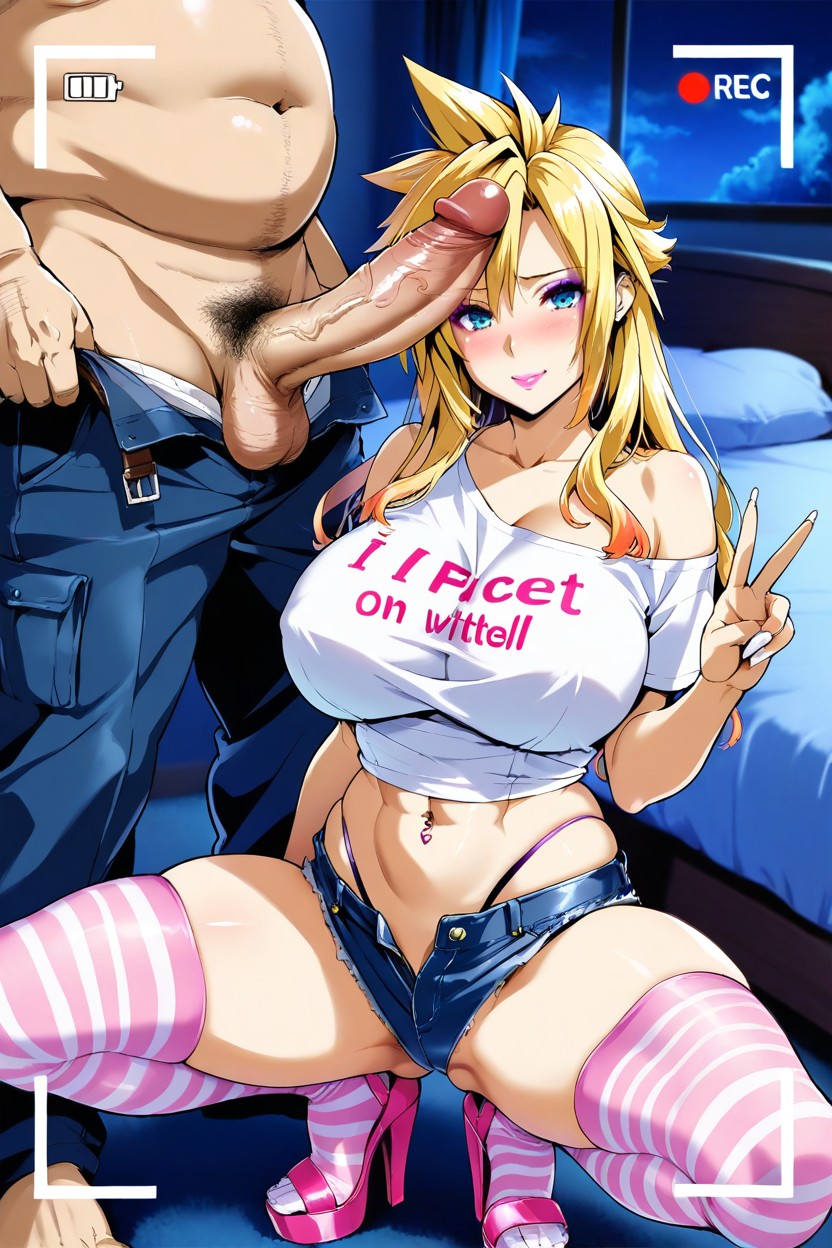 Camera Apps Frame, Denim Hotpants, Pink Lipstick Hentai AI Porn