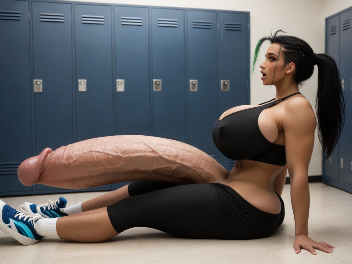 Heavy Breathing, On Floor, Hyper Balls Shemale AI Porn