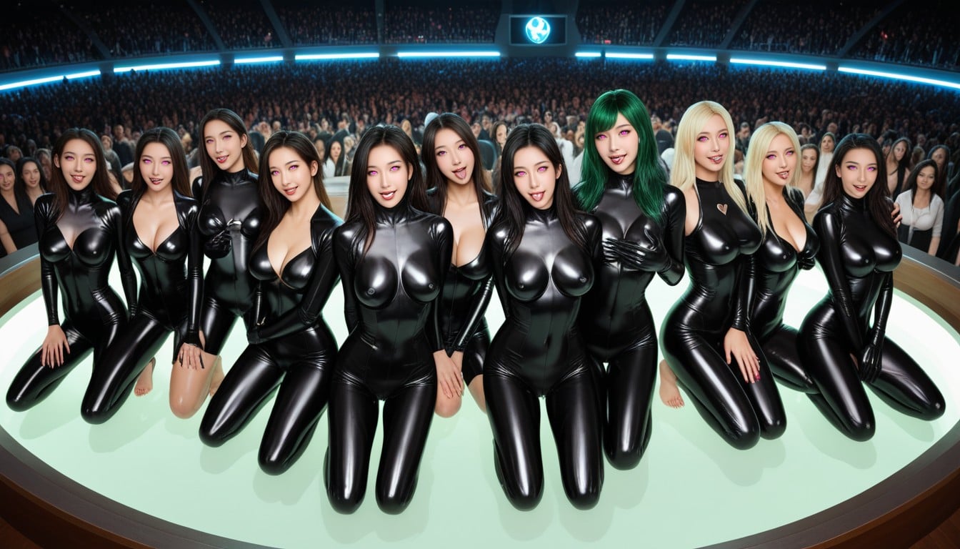 Too Many Women, Nine Women, 웃으며 입 벌리기 아시아 AI 포르노