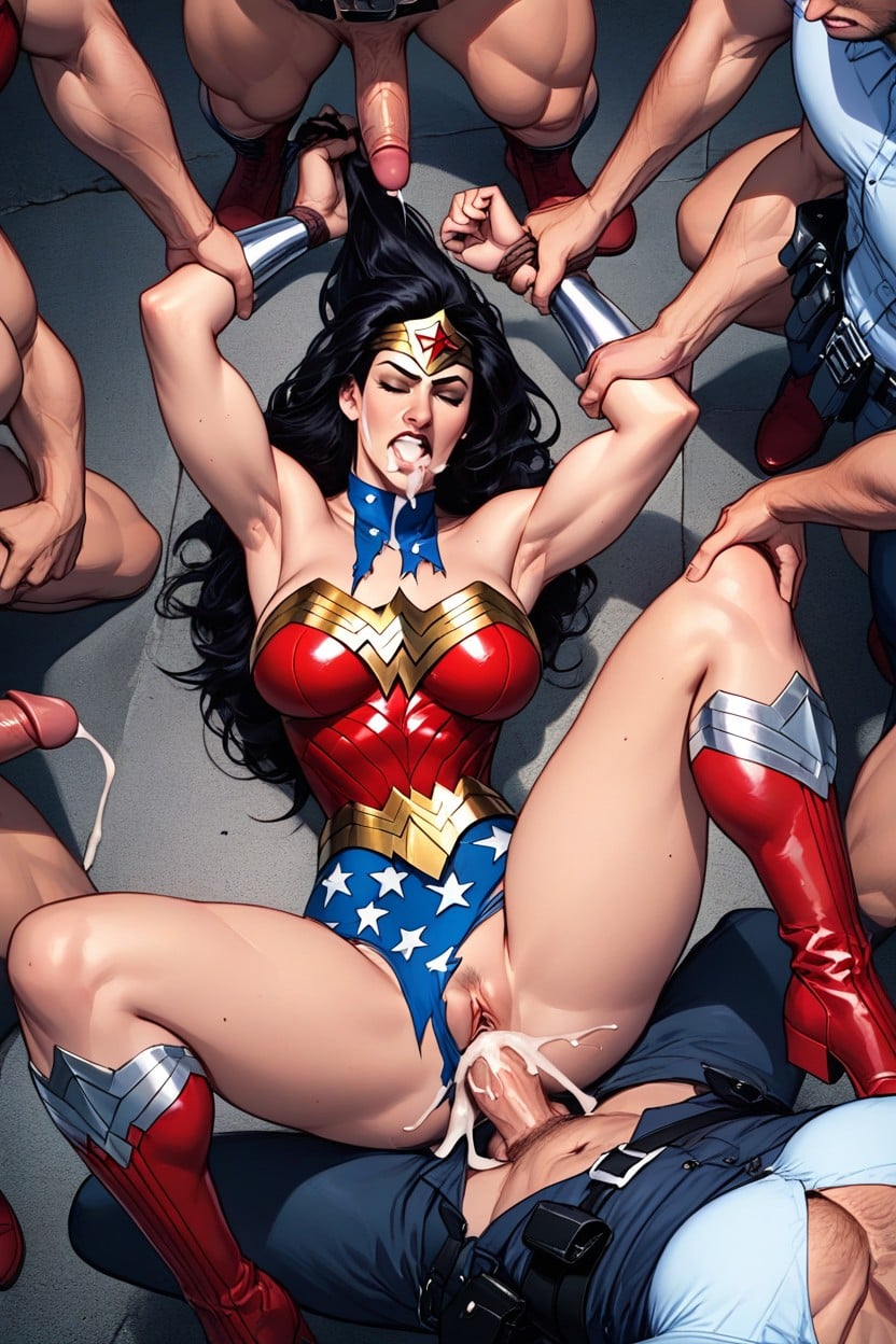 Bracelets, Gang Bang, Batons Beating Her AI Porn