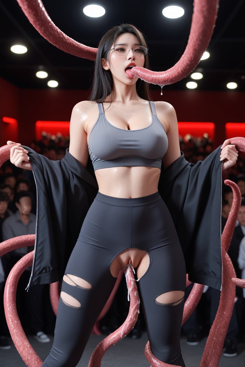 Korean, Tentacles Blowjob, Debout Porno IA Asiatique