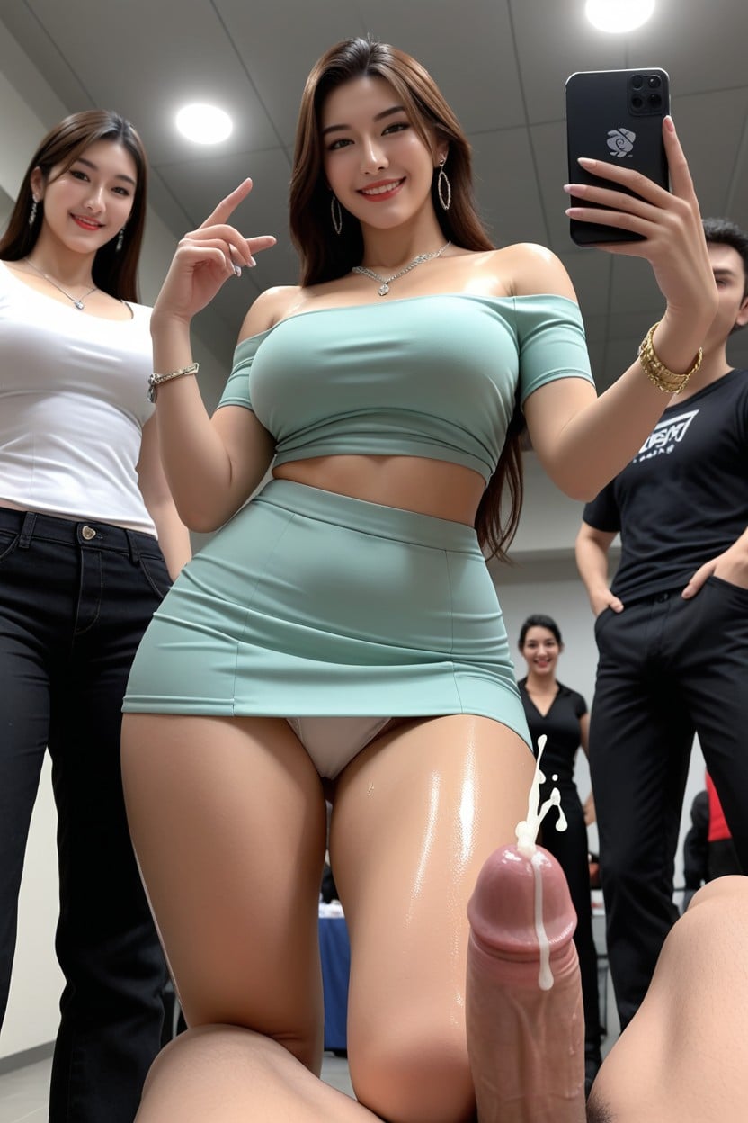 Medium Cock, White Panties, Side Parting Hairstyle Porno asiático IA
