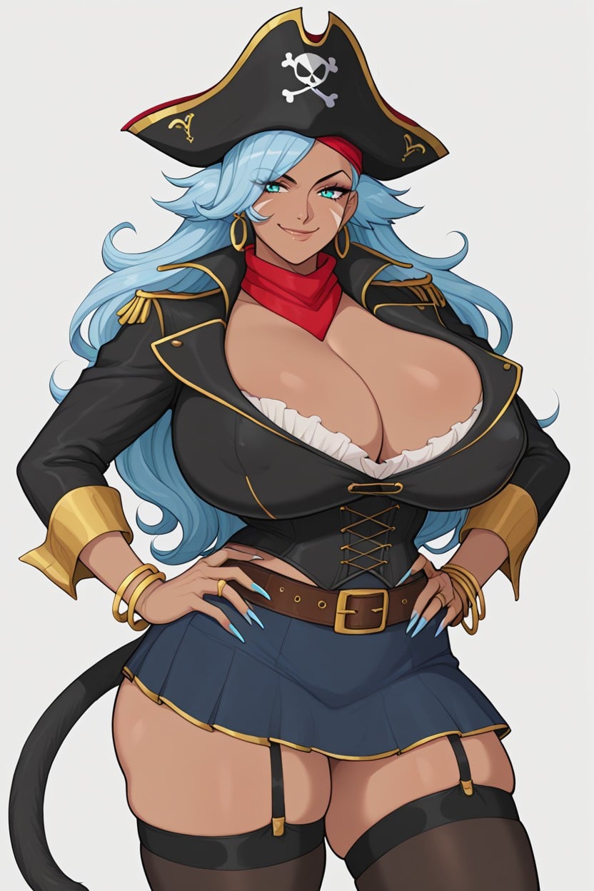 Covered Nipples, Turquoise Eyes, Humanised Feline Hentai AI Porn