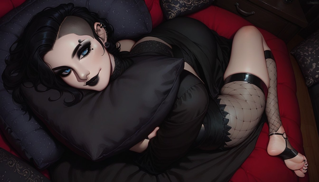 18+, Medium Breast, Dark Gamer Living Room Hentai AI Porn