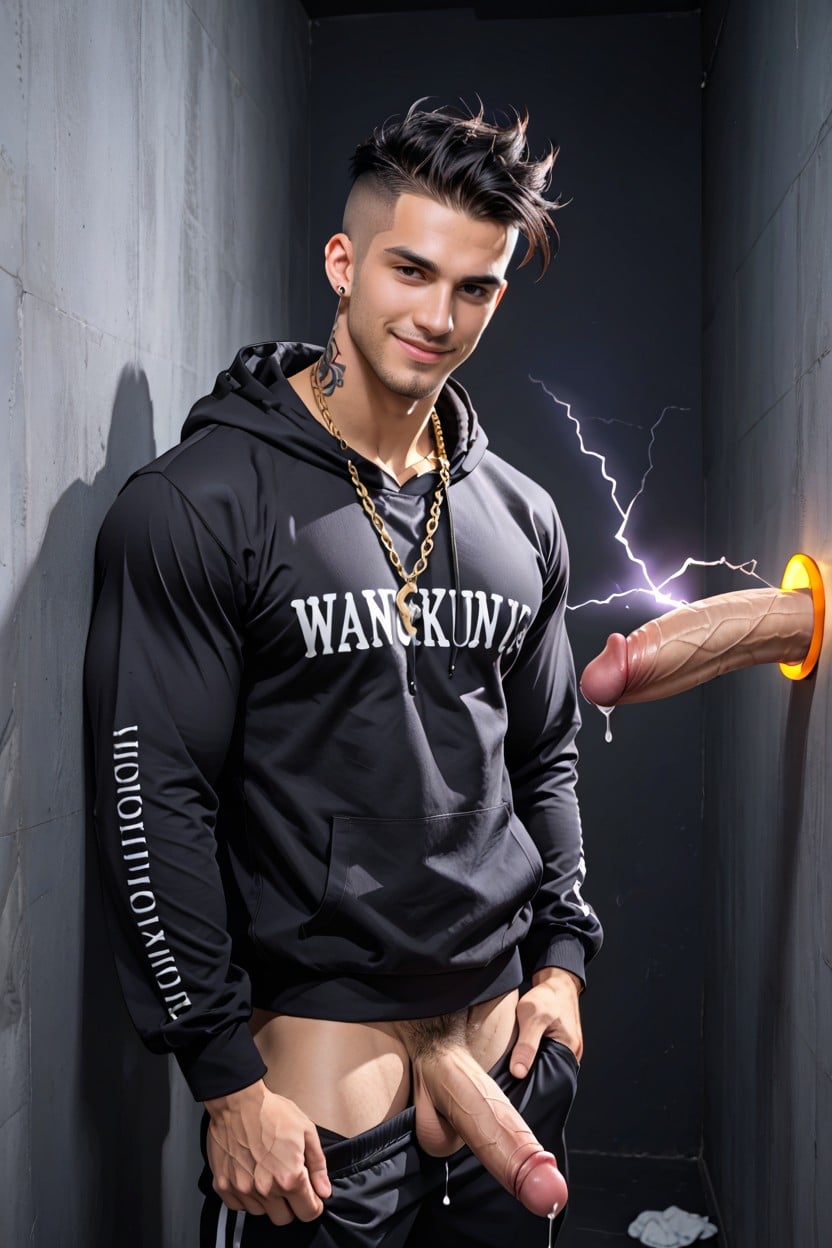 Abs Visible, Mood Lighting, Pile Of White Powder On Tip Of Cock Porno IA Gay
