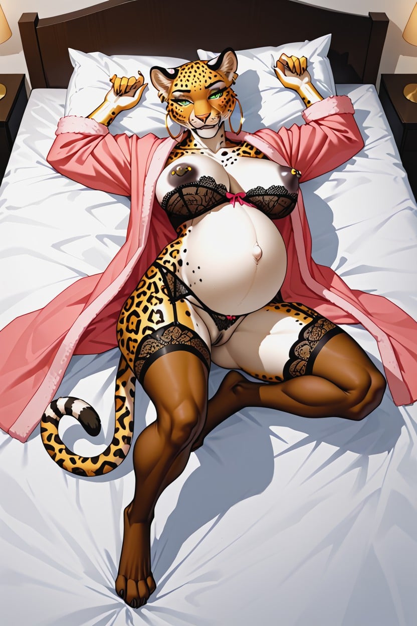 No Hair, Black Pussy, Large Breasts Furry AI Porn