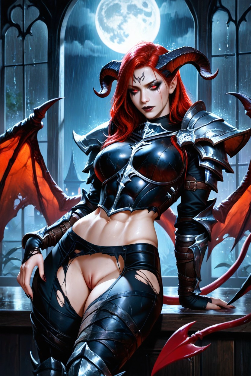 Succubus, Big Moon, Beautiful AI Porn