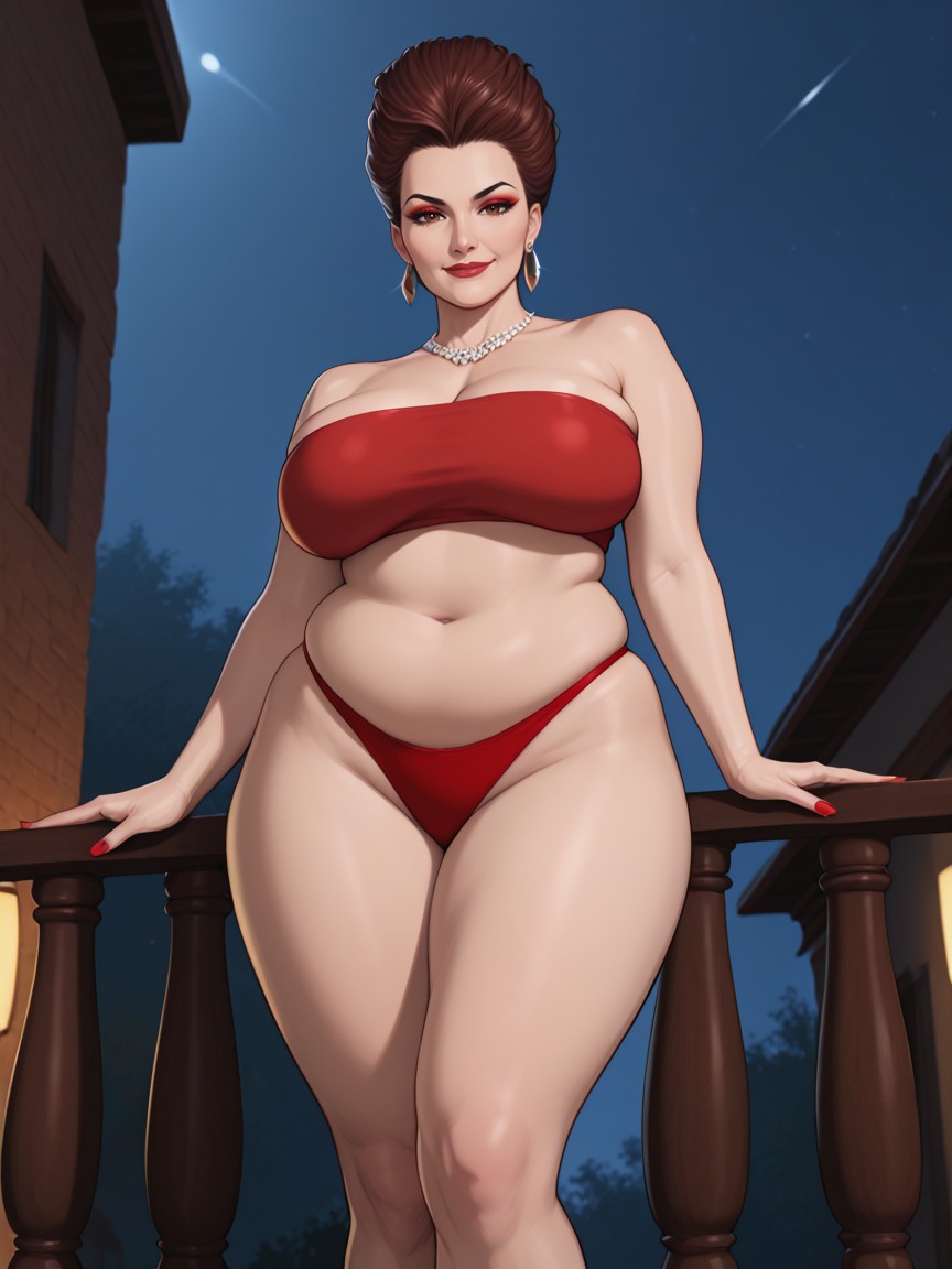 Night, Thick, Slightly Chubby MILF AI Porn