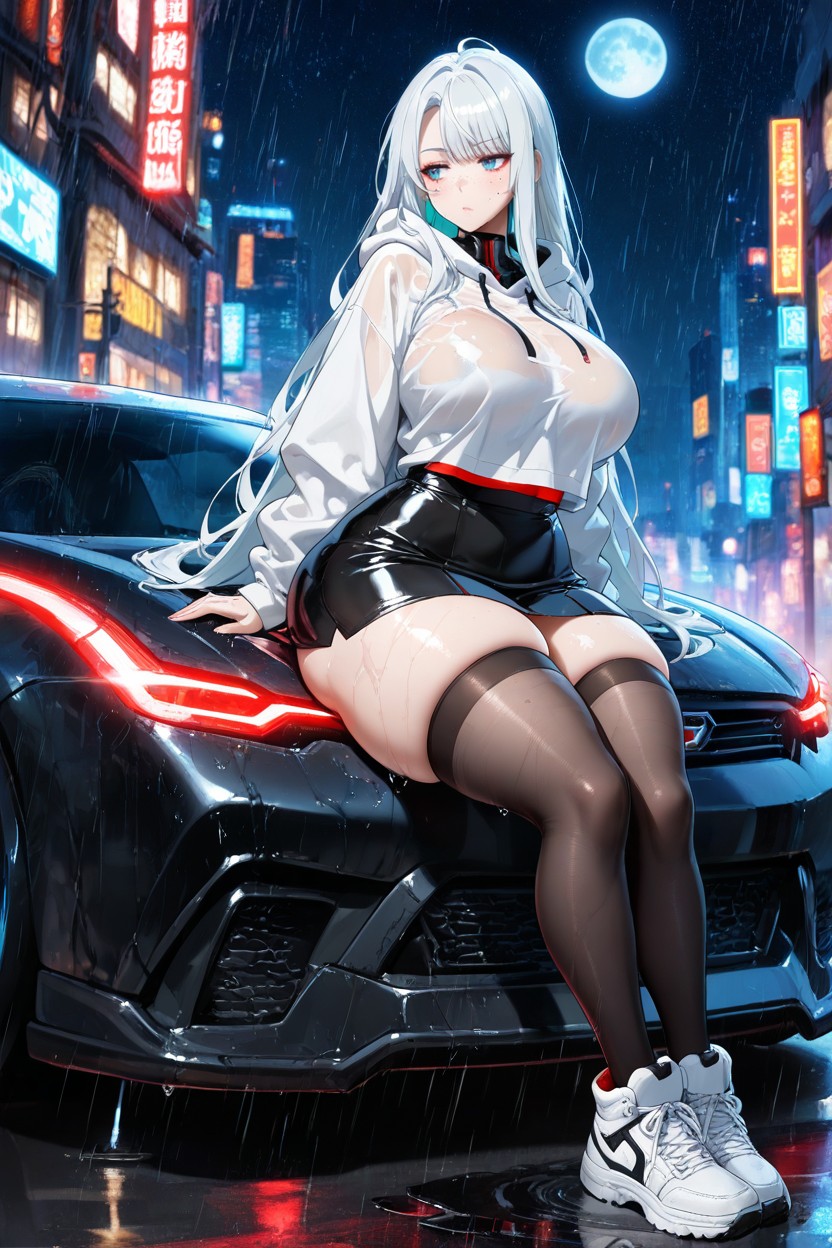 Black Skirt, Full Moon, Ultra Detail Hentai AI Porn