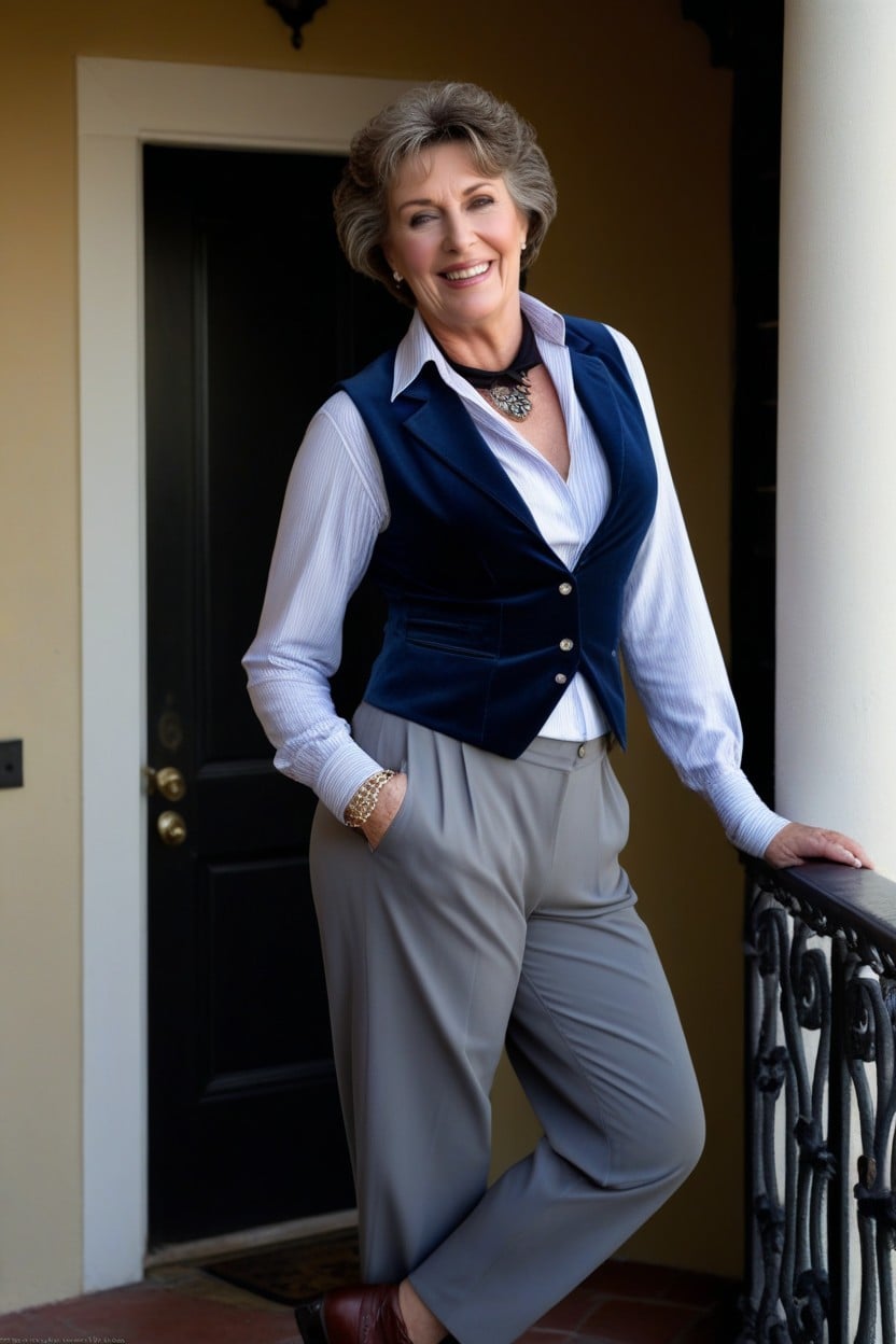 Slight Belly, Feet Visible, She Has Trousers On AI Porn