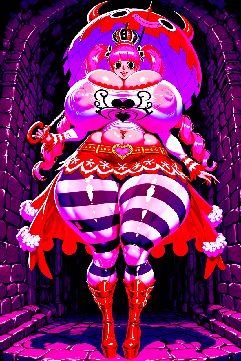 Red Platform Boots With Buckles, Bearing Hips, Smiling AI Porn