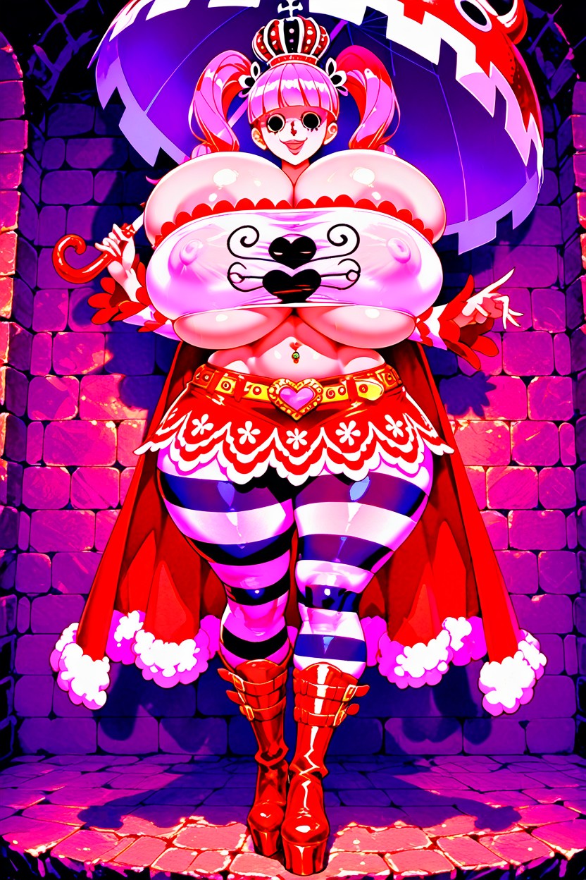 Extreme Thick Wide Plump Figure, Gigantic Colossal Breasts, Shiny Skin AI Porn