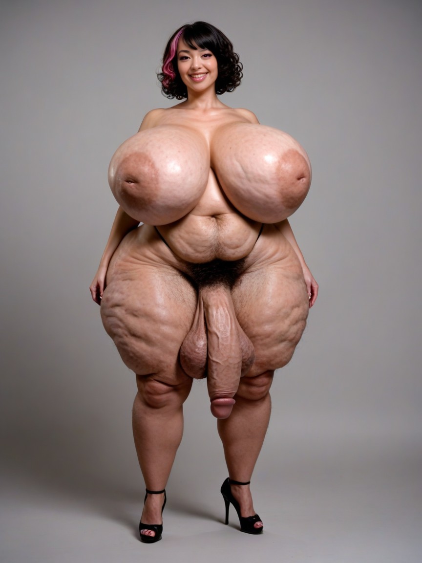 Breast Expansion, Oiled Skin, Naked Shemale AI Porn