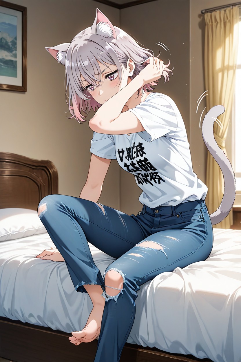 Face, Short Length, Sitting On Bed Alone Hentai AI Porn