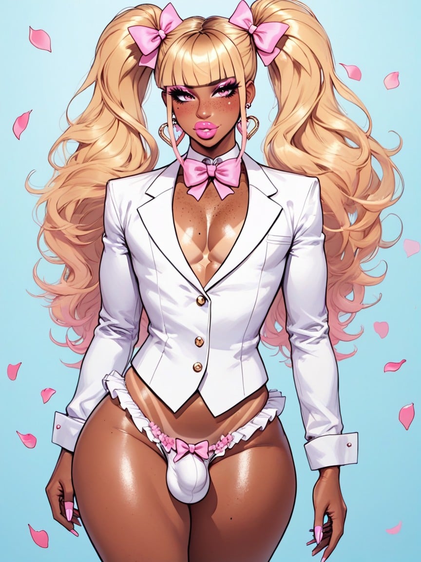 Close Up, Frilly Outfit, Pose Shemale AI Porn