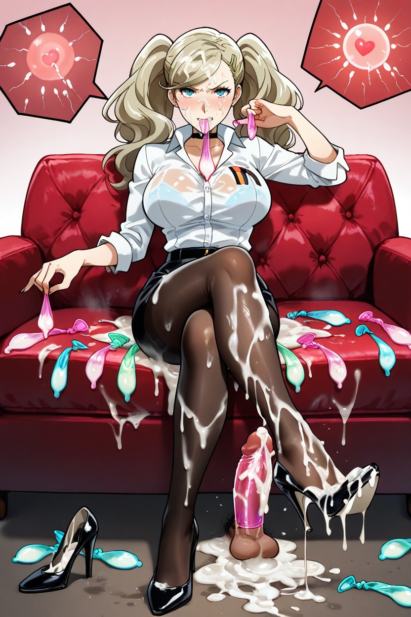 Cum On Face, Covered By Cum, Used Condom Waistband Hentai AI Porn