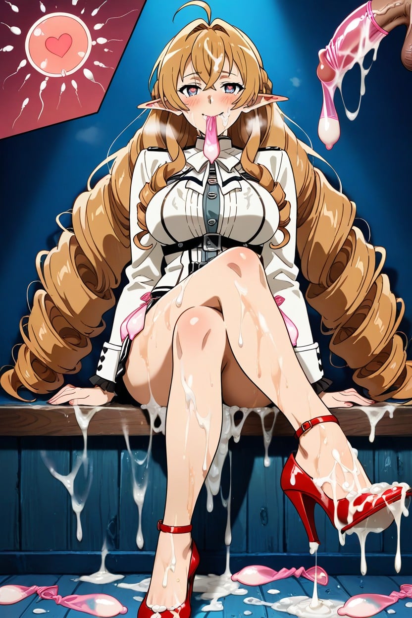 Cum On Hair, Wearing Condom, Semen Soaked High Heels Hentai AI Porn