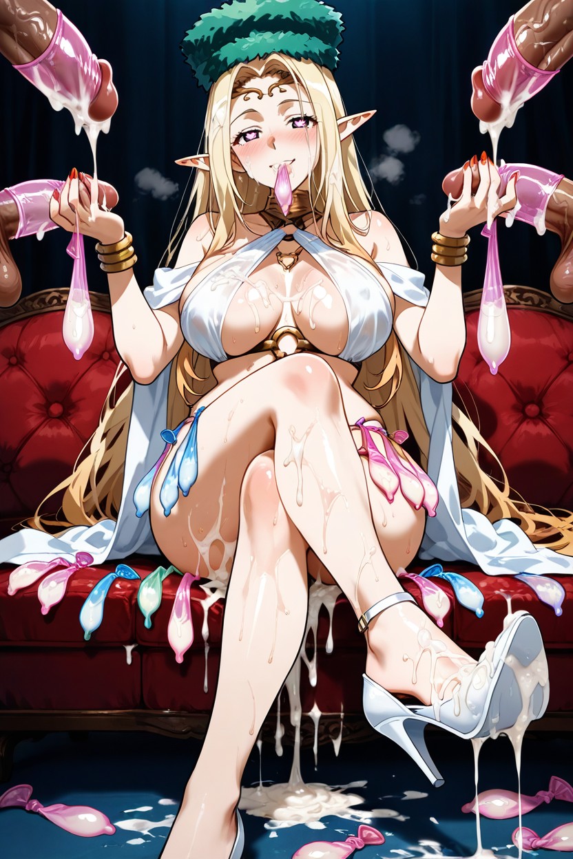 Drinking Semen, Oiled Body, Cum On Breasts Hentai AI Porn