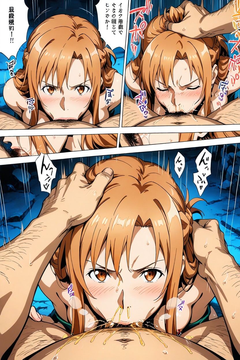 Trio, Cooperative Blowjob, Multiple Panels Hentai AI Porn