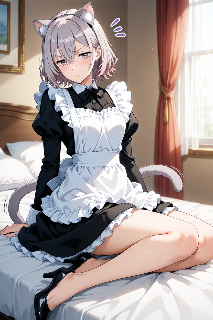 Anime Features, Kitten Tail, Ash Hair Hentai AI Porn