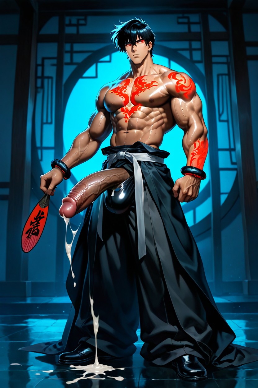 Showing The Abs, Red Glow Eyes, Erected Cock Porno gay IA