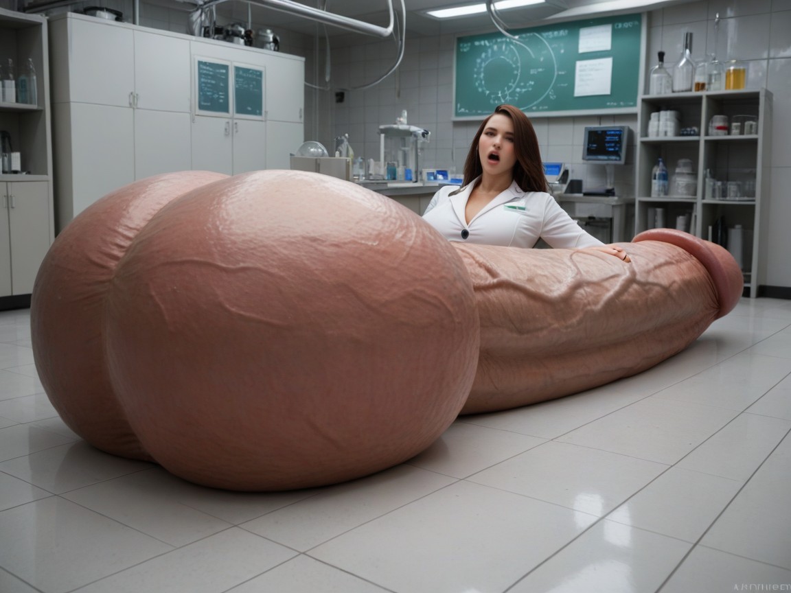 18+, Penis Towering Over Head, Hyper Fat Penis Shemale AI Porn