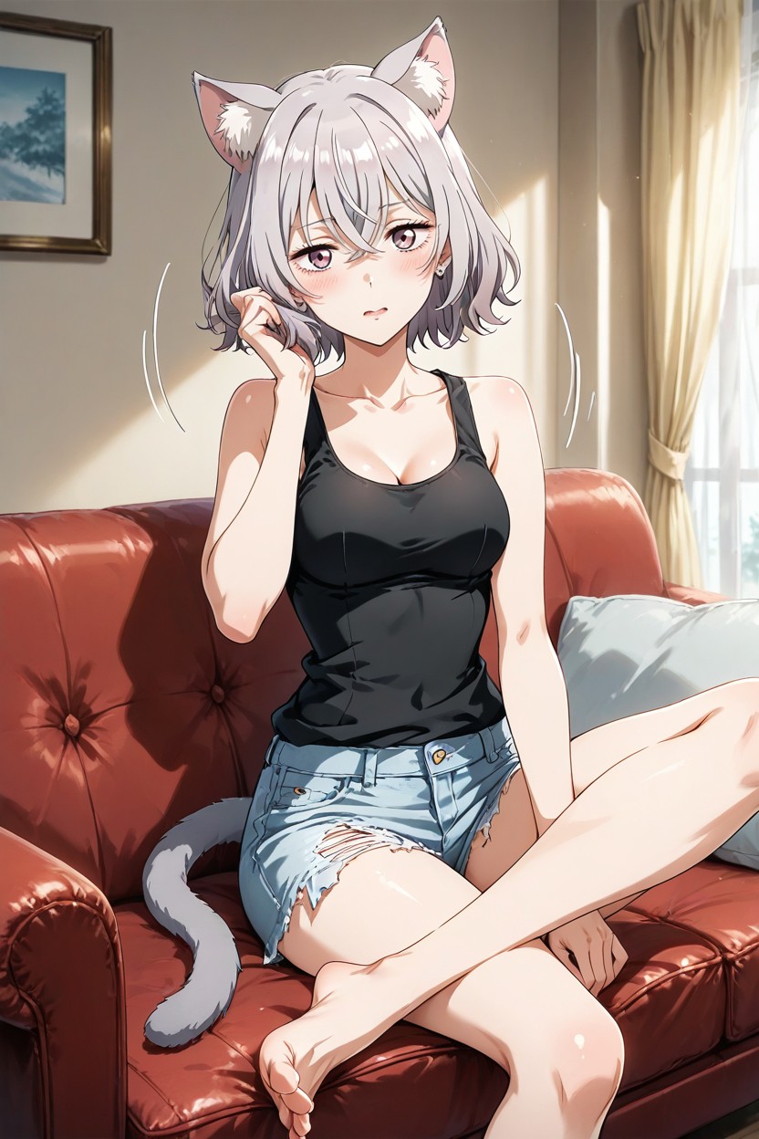 Bare Foots, Ash Hair, Show Feet Hentai AI Porn
