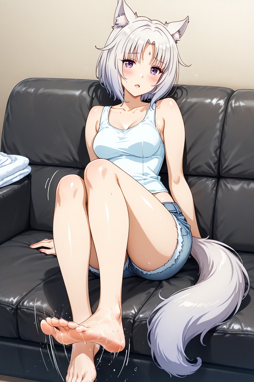 Move Lines, Sittings On Couch Alone, Anime Features Hentai AI Porn