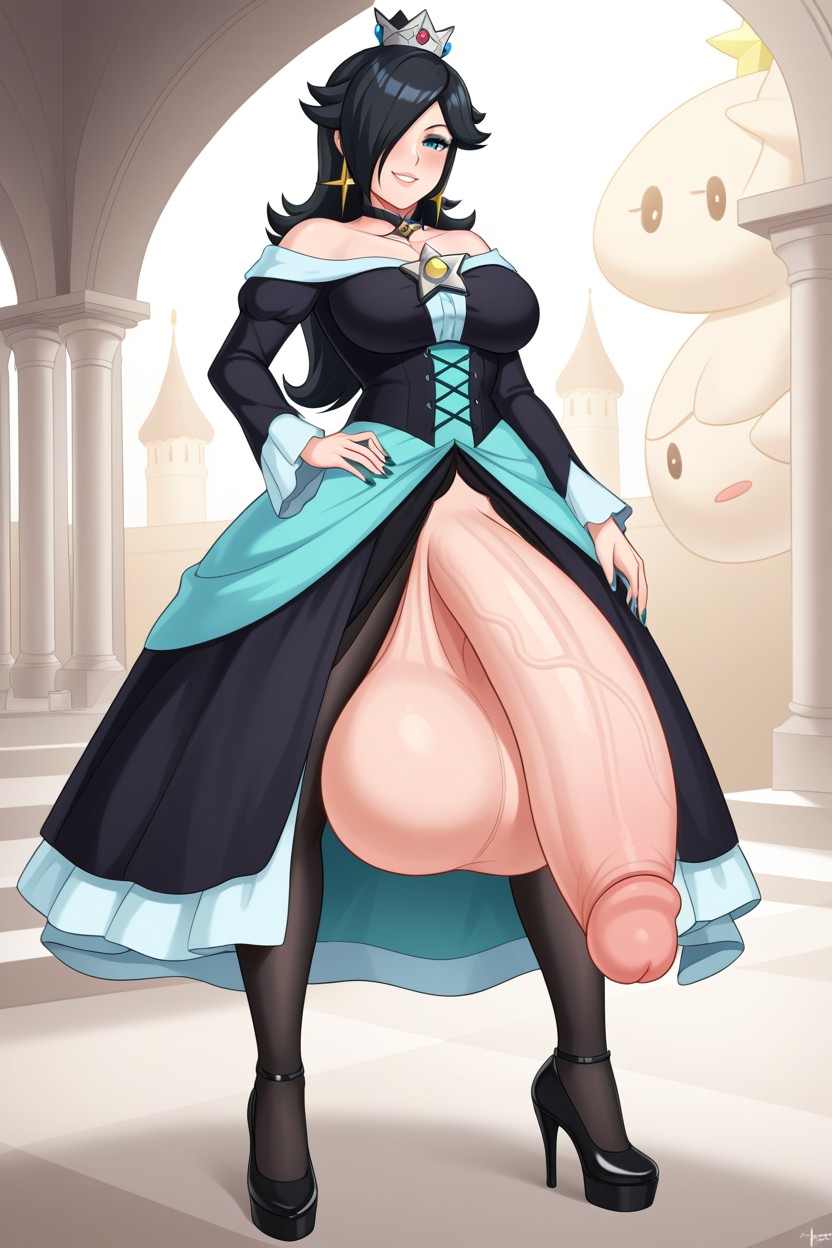 Goth Princess Rosalina, Massive Bulging Balls, Hyper Futa Cock AI Porn