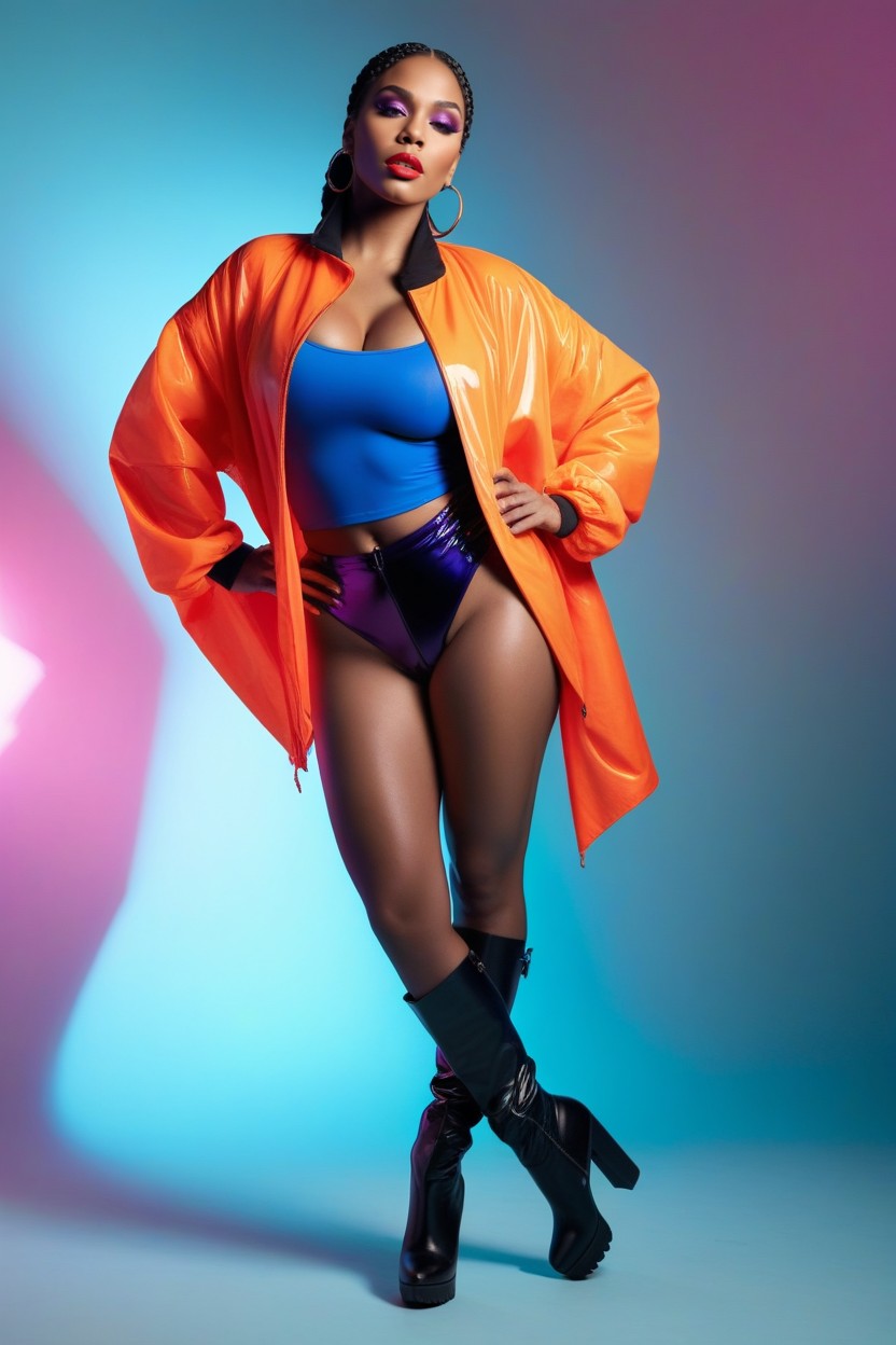 Smoky Cyan-orange Background, Gentle Rim Light Accent, Matte Studio Floor Subtle AI Porn