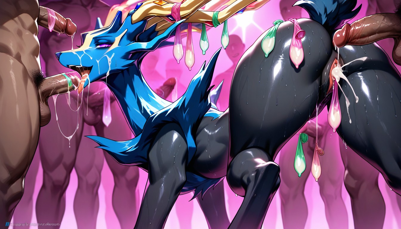 Tired Face, Tail, Many Used Condoms Tied To Horn Hentai AI Porn