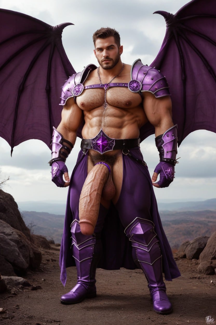 Chains Jockstrap, Purple Glowing Tattoos, Purple Chains Harness KI Schwulenporno