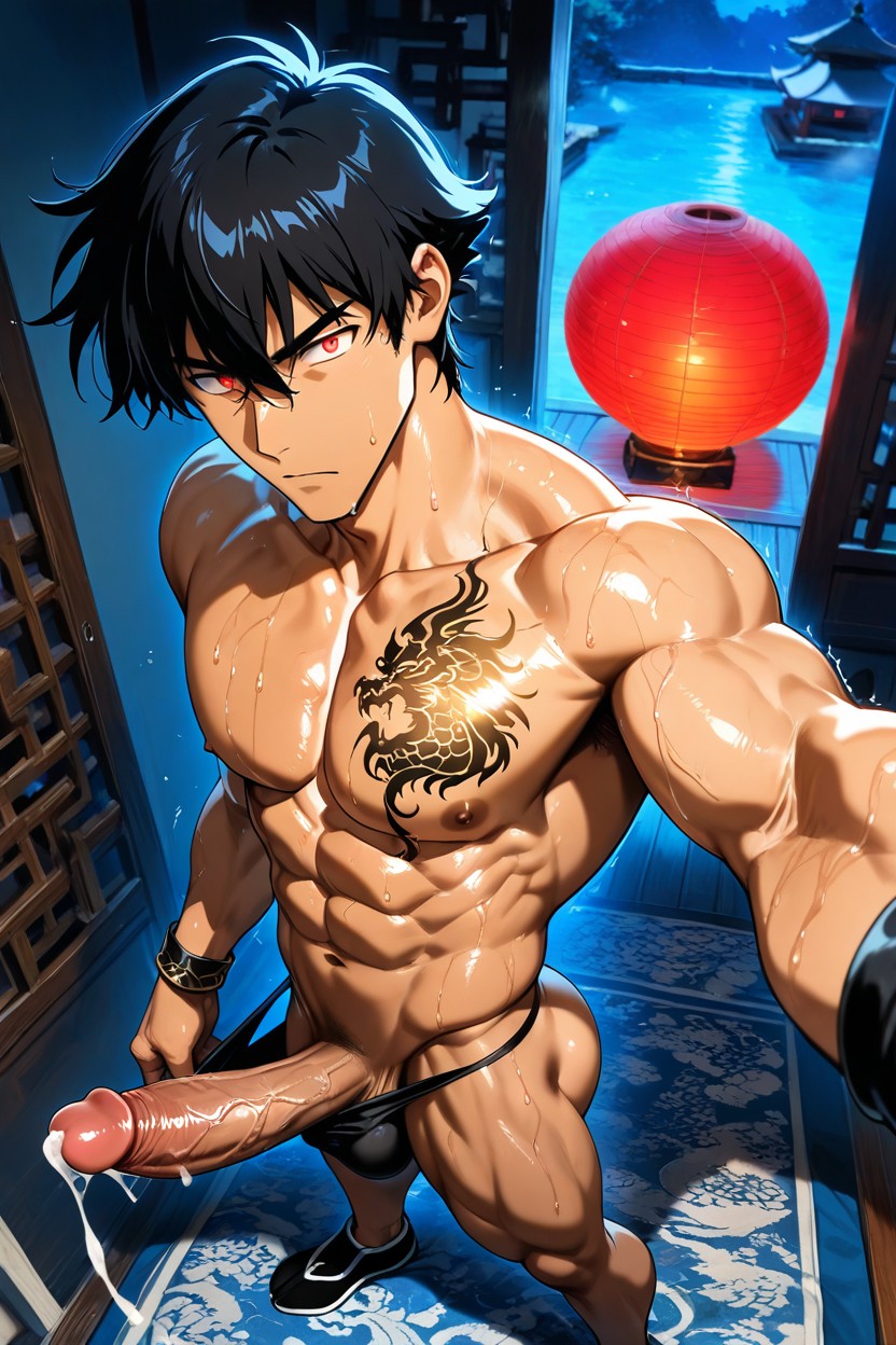 Cum Shot, Golden Tattoos On Chest, Brown Skin KI Schwulenporno