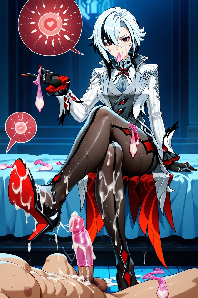 Legs Crossed, Drinking Semen, A Lot Of Used Condom Porno IA Hentai