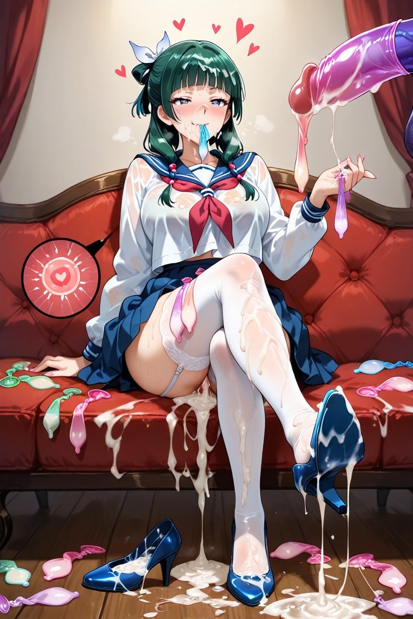 Semen Soaked High Heels, Swallowing Semen, Heart Eyes Hentai AI Porn