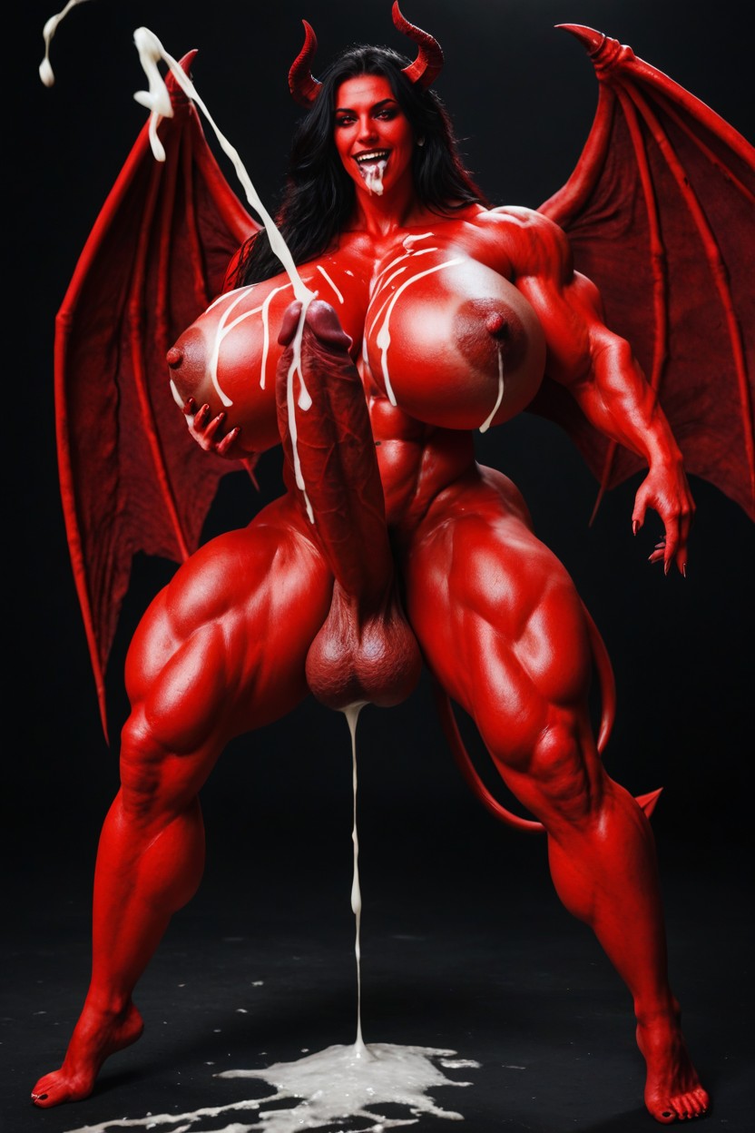 Hyper Huge Muscles, Huge Cumshot, Colossal Breast Shemale AI Porn