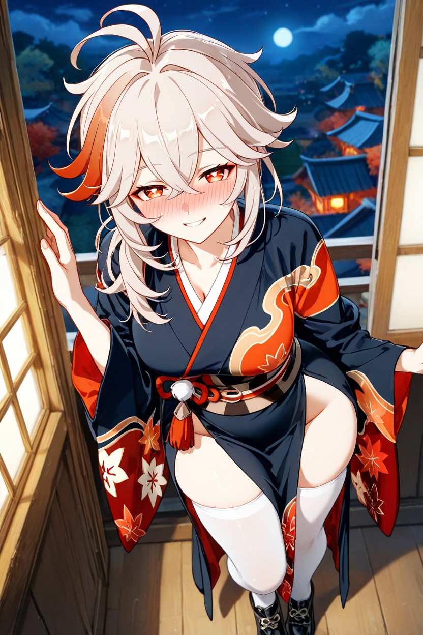 Null Art Style, Orange Geisha Dress, Kimono AI Porn