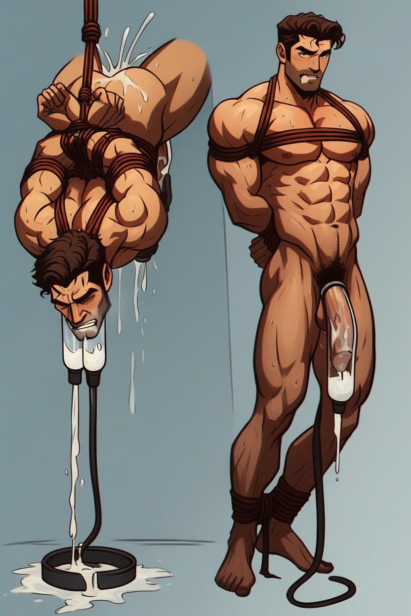 Man Being Milked, Shibari, Suspended From Ceiling Porno IA Gay