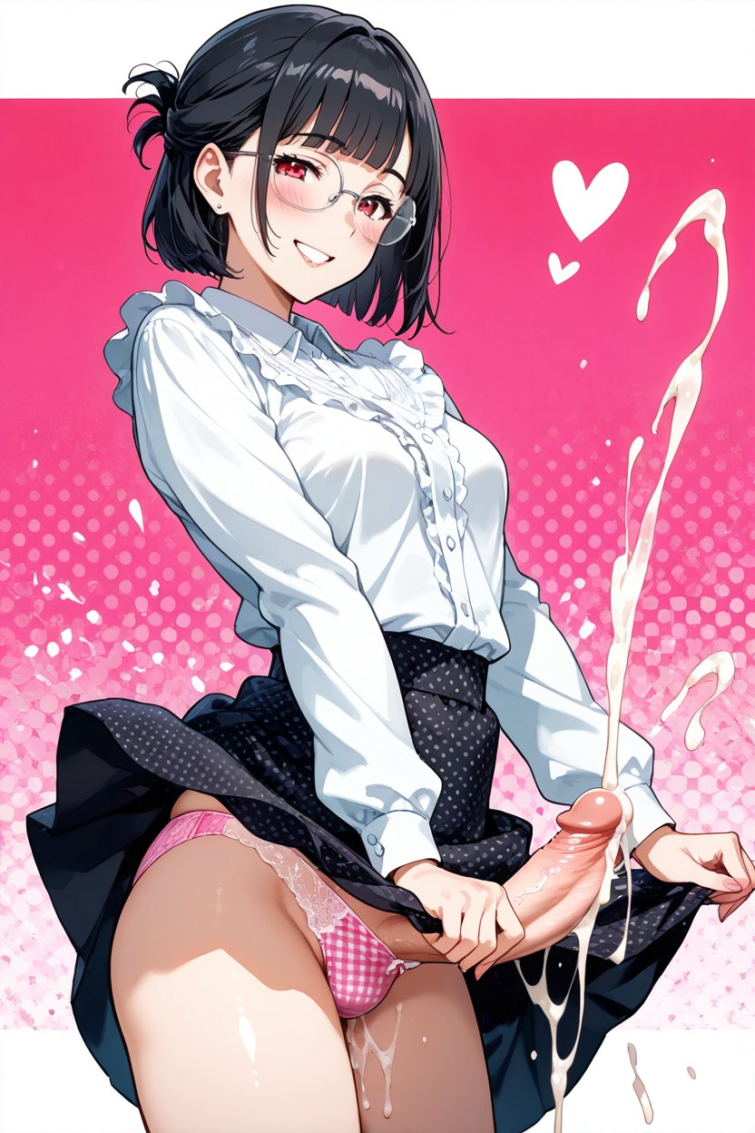 Smile, Cumshot, Polka Dot Black Skirt Hentai AI Porn