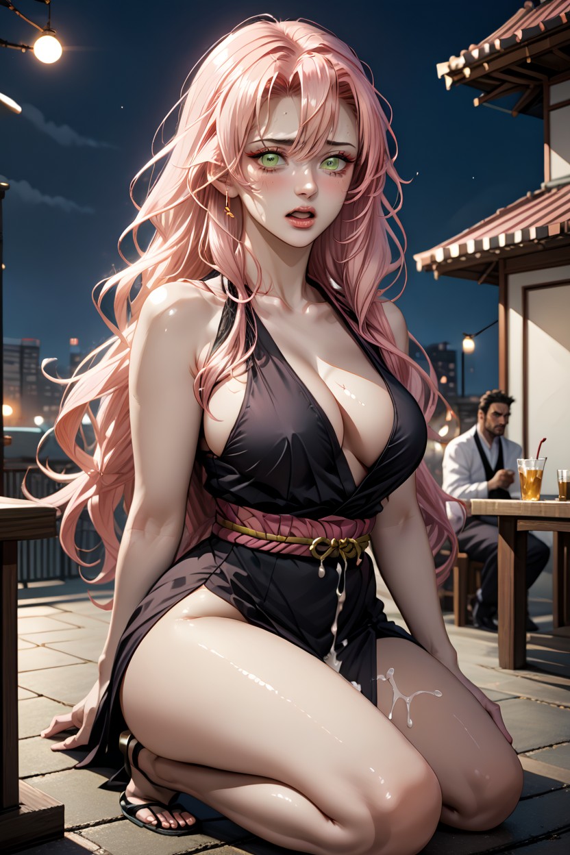 Blushing, On Rooftop, Kneeling On Table AI Porn