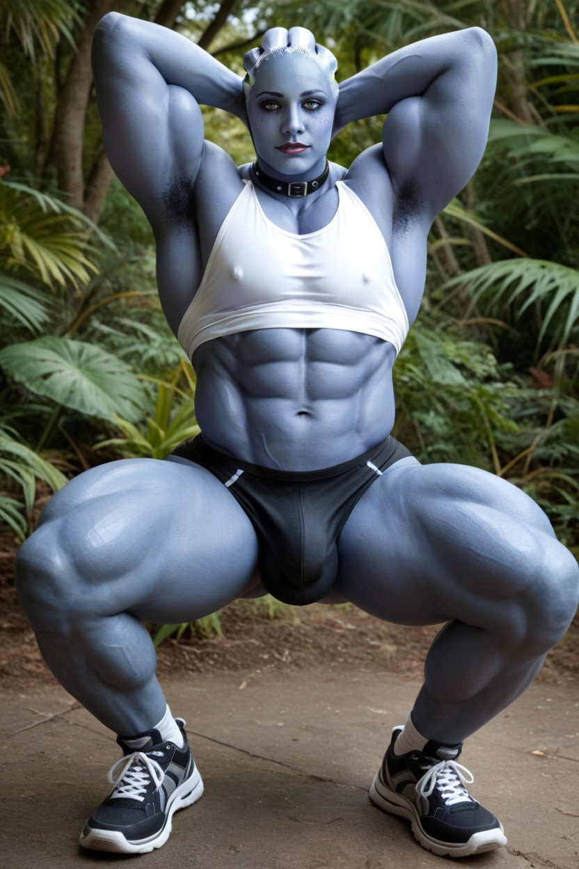 Armpit Hair, Gigantic Thick Muscles Cover Hole Body, Man Chested Shemale AI Porn