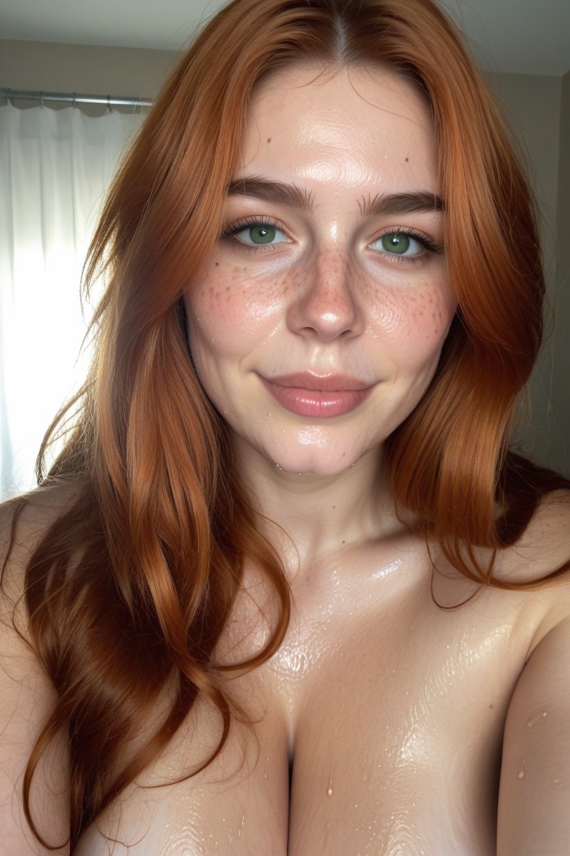Side View, Covered In Sweat, Smug Expression Shemale AI Porn