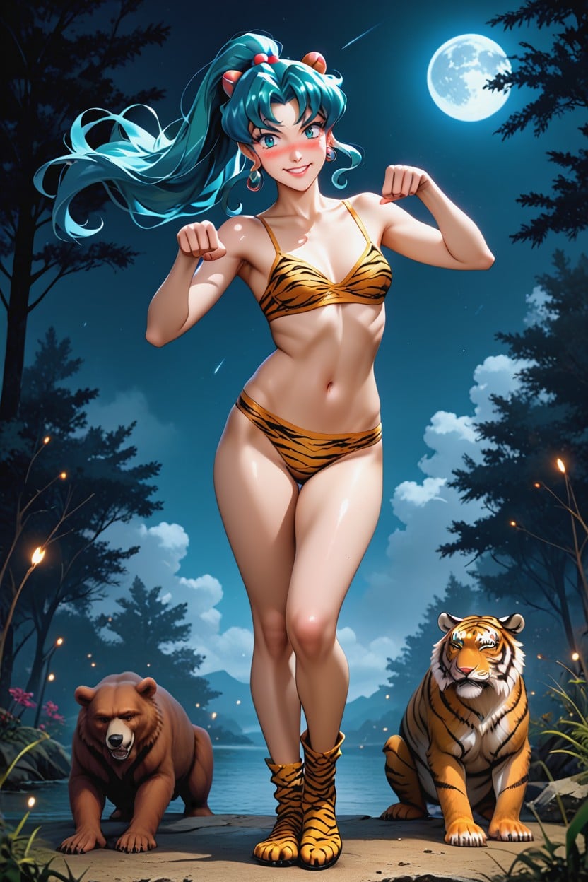 Night, Lum From Urusei Yatsura, Full Body Hentai AI Porn